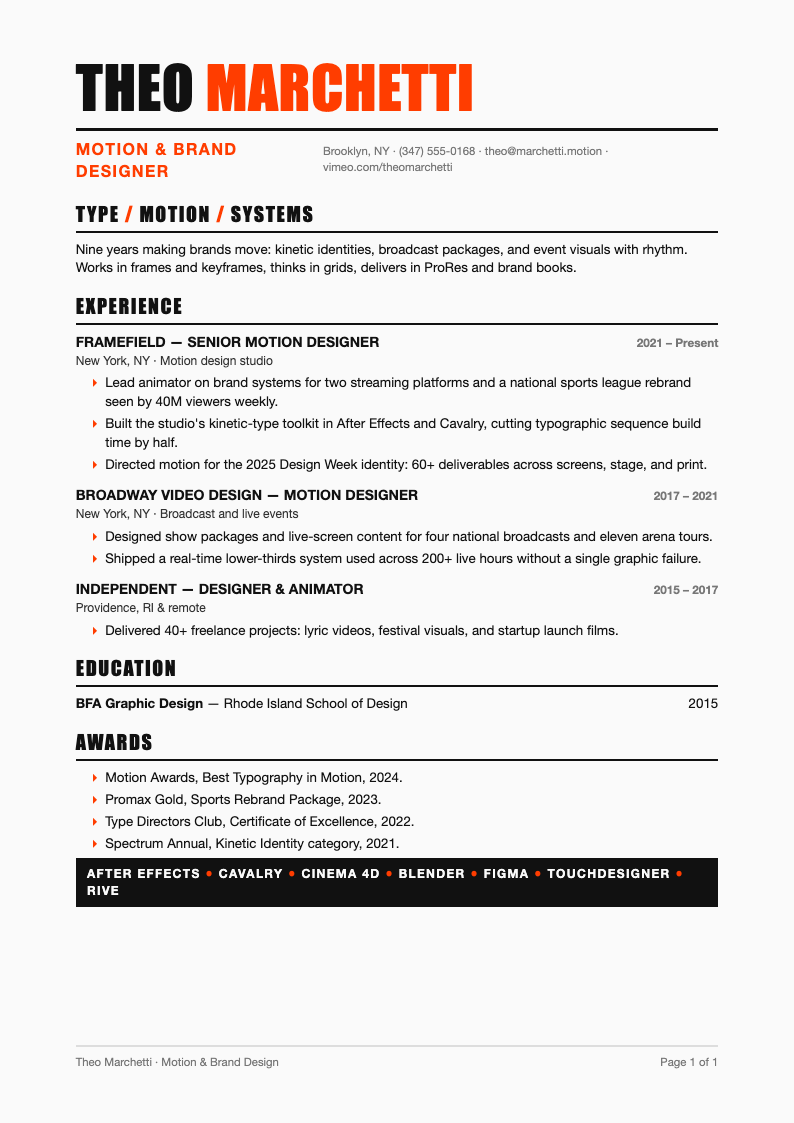 Kinetic typography resume